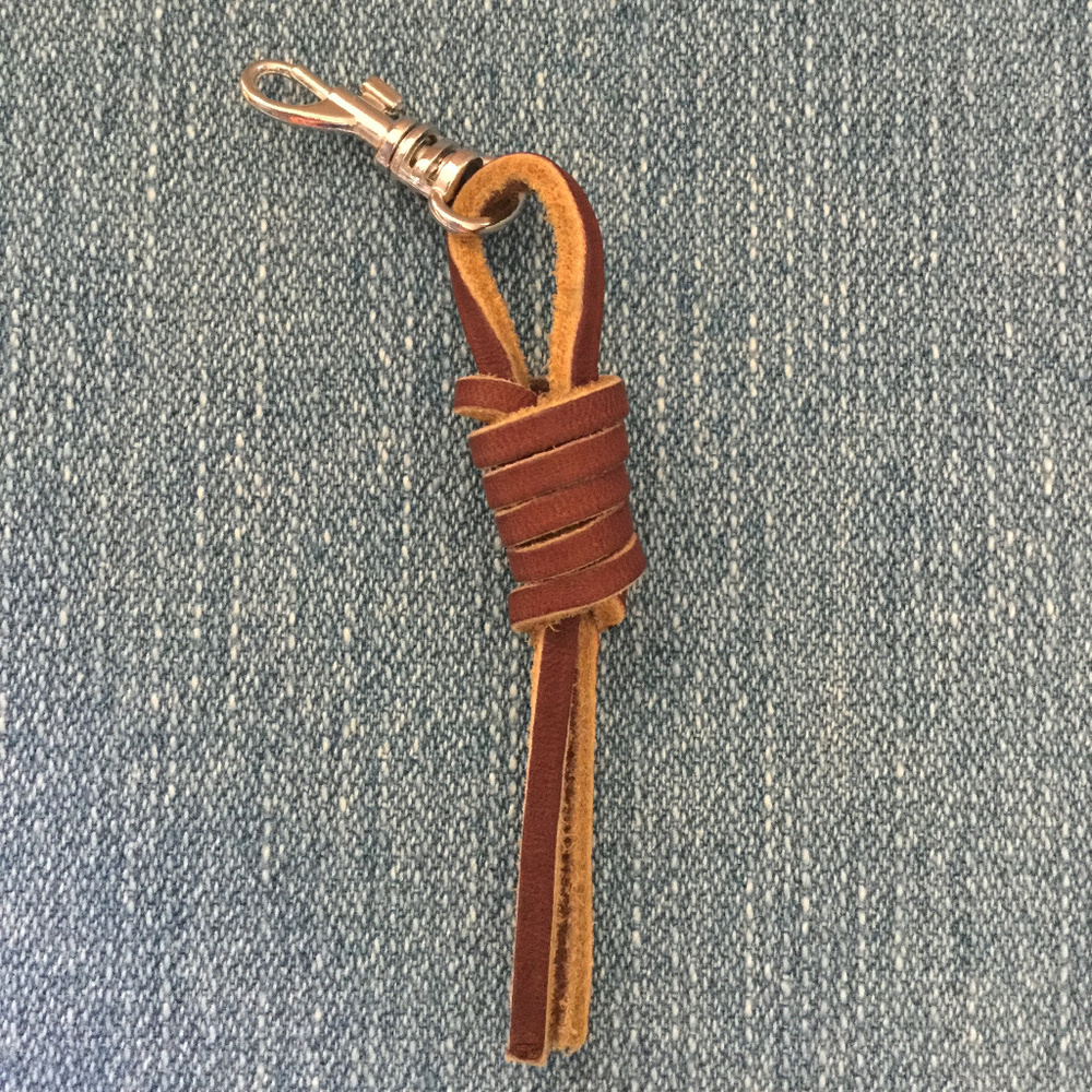 Brown leather keychain